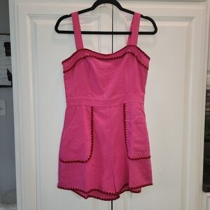 Entro Pink Medium Romper with Red Accents NWT